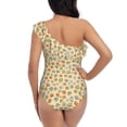 thumbnail image 5 of Salouo Paw In Groovy Style Pattern One Shoulder Ruffled One Piece Swimsuit for Women V Neck Swimwear Tummy Control Bathing Suit-Large, 5 of 6