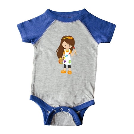 

Inktastic Cute Girl Brown Hair Painter Paint Artist Gift Baby Girl Bodysuit