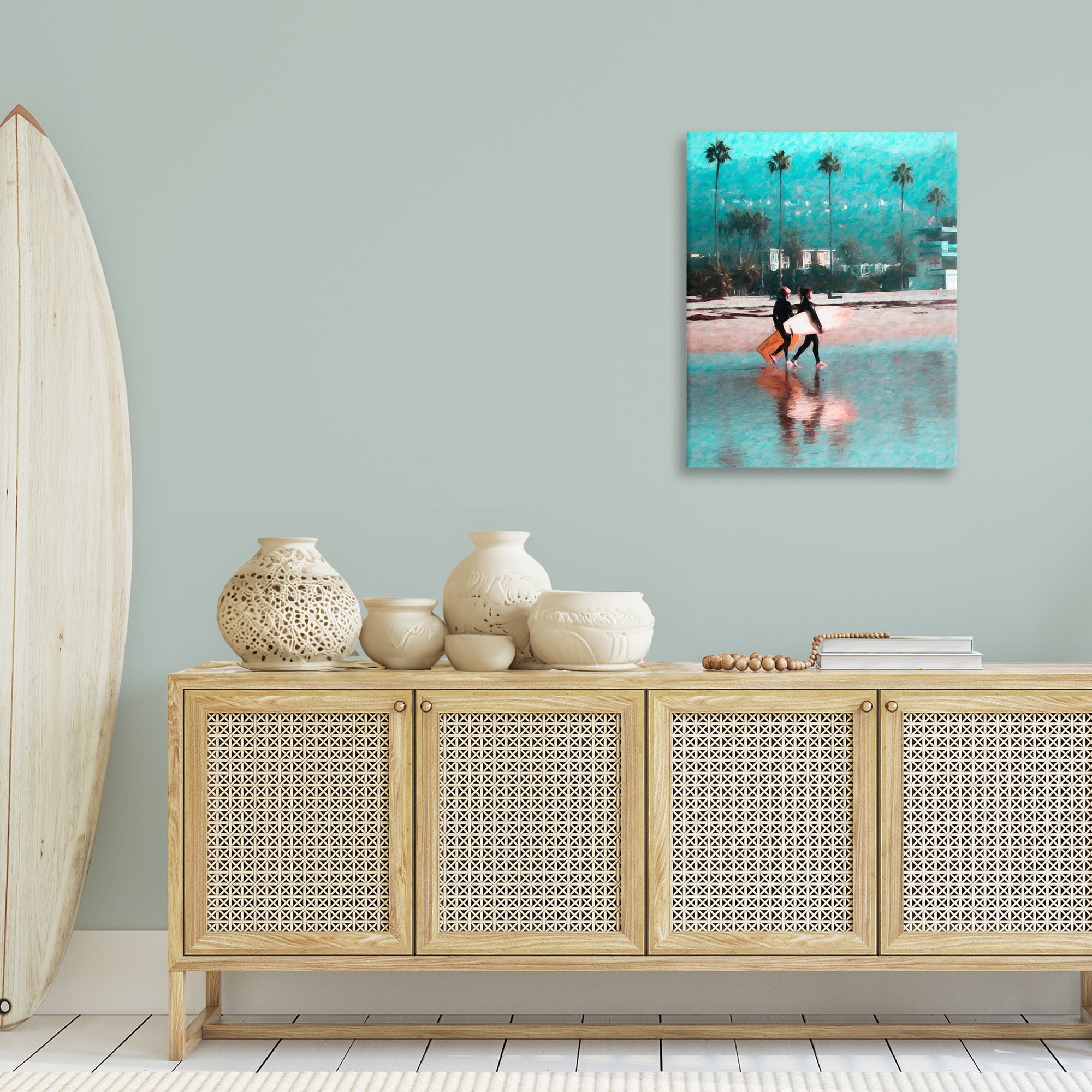Stupell Industries Surfers Beach Break Sports Painting Wrapped Canvas Art Print Wall Art, 24 x 30
