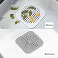 thumbnail image 4 of 2PCS Drain Hair Catcher, Silicone Square Shower Drain Cover, Flat Silicone Plug for Bathroom and Kitchen with Suction Cups, Filter Shower Drain Protection Flat Strainer Stopper (Gray), 4 of 5