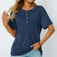 thumbnail image 4 of gakvbuo Summer !Plus Size Summer Tops for Women Henley Tops Pullover with Buttons Down Shirts V-Neck Tunics Tops Loose Short Sleeve Womens Tops Trendy Business Basic Tee Blouse, 4 of 8