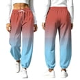 thumbnail image 5 of Xdegoge Sweatpants Women Ombre Casual Joggers High Waisted Athletic Fleece Lined Pants with Pockets Drawstring Loose Fit Workout Activewear Novelty Color Block, 5 of 9
