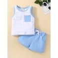 thumbnail image 3 of Toddler Baby Girls Boys Summer Outfit Sun Printed Set Short Sleeve Crewneck T-Shirt Patchwork Shorts Set 12M 18M 2Y 3Y 4Y 5Y, 3 of 10