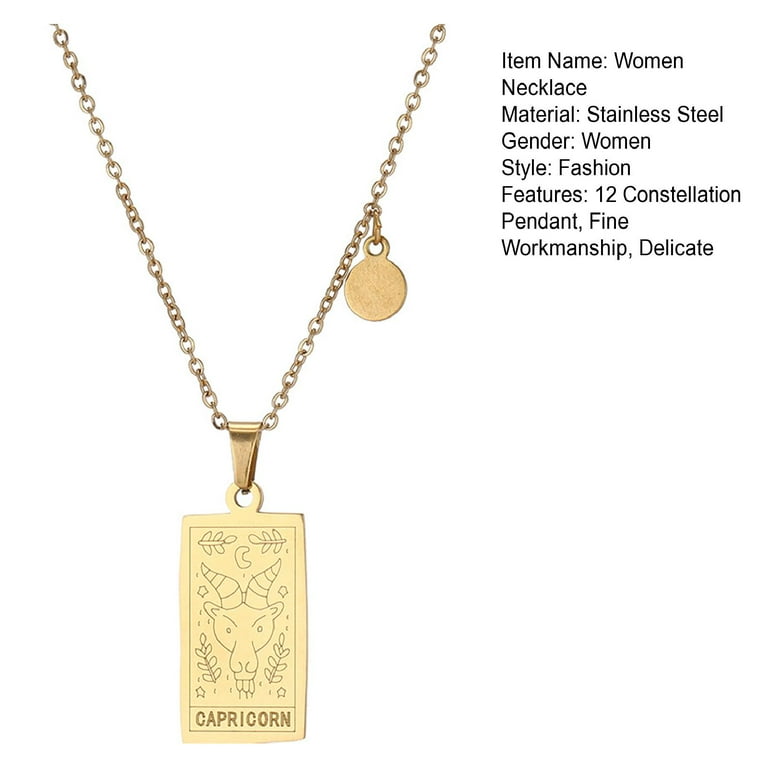 XINHUADSH Women Necklace Square Plate Golden Slim Chain Elegant