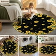 thumbnail image 6 of Round Rugs 3 Ft, Sunflower Black Non Slip Area Rugs for Kitchen Bedroom Entryway, Watercolor Floral Vintage Farmhouse Washable Carpet Runner Rug Floor Mats for Bedroom Home Decor, 6 of 9