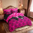 thumbnail image 2 of Manfei Cute Black Bow 7-Piece Twin Bedding,Rustic Western Damask Bedding Comforter Set,Black Reversible, 2 of 7