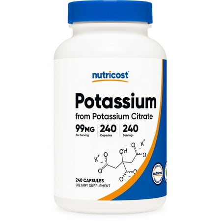 Nutricost Potassium Citrate 99mg, 240 Capsules - Gluten Free, Non-GMO Supplement