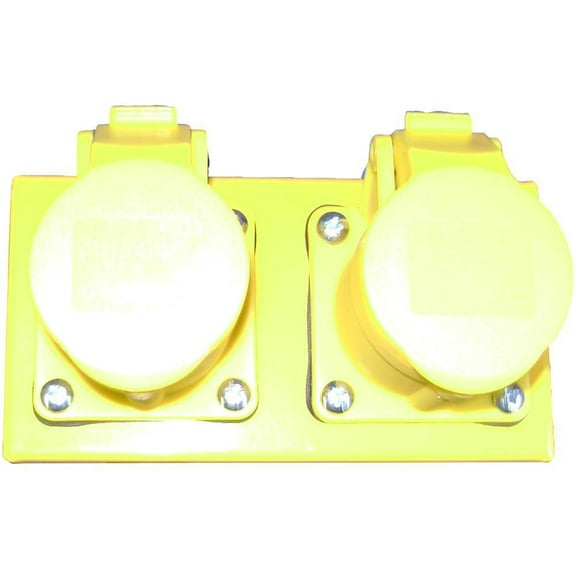 PCE - 16A, 110V, 2x Panel Mount CEE Sockets, 2P E, Yellow, IP44