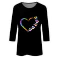 thumbnail image 4 of Sakmal Womens Tops&nbsp; Black 3/4 Sleeve Paw Crew Neck Puppy Floral T-Shirts Womens T Shirts, 4 of 4