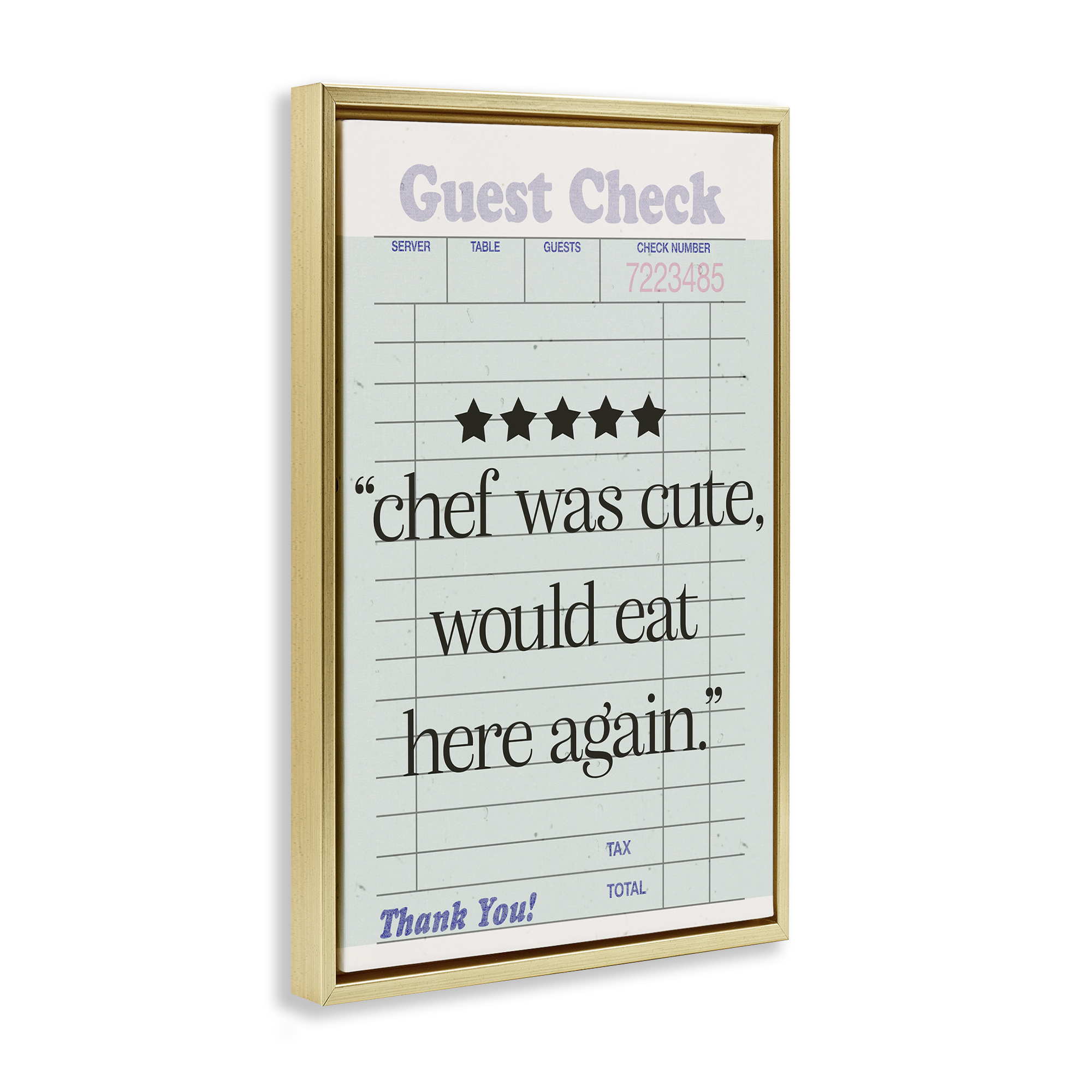 Stupell Industries Cute Chef Guest Check Typography Painting Gold Floater Framed Art Print Wall Art, 21 x 31