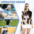 thumbnail image 6 of Uorisanigo Brown Cow Print Womens Long Sleeve Golf Shirt Size M Fashion Quarter Zip Quick Dry Athletic Polo Shirts for Tennis Hiking & Outdoor Sports, 6 of 7