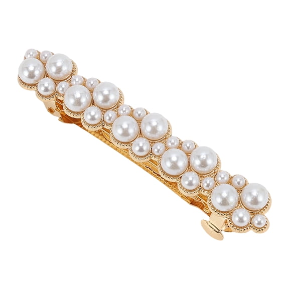 Unique Bargains 1 Pc Hair Barrettes Grace Pearl Spring Clip Hairpin Pearl Barrette Clip White
