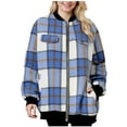 thumbnail image 2 of Winter Coats for Women Casual Women's Checkered Striped Fabric Medium Long Sleeved Pocket Zipper Jacket, Size S-2XL, 2 of 8