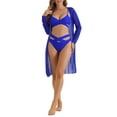 thumbnail image 2 of INSPIRAR CHIC Conjuntos de bikini ajustables con tirantes cruzados para mujeres, traje de baño de 3 piezas con acentos transpirables Talla X-Small Azul Real, 2 of 5