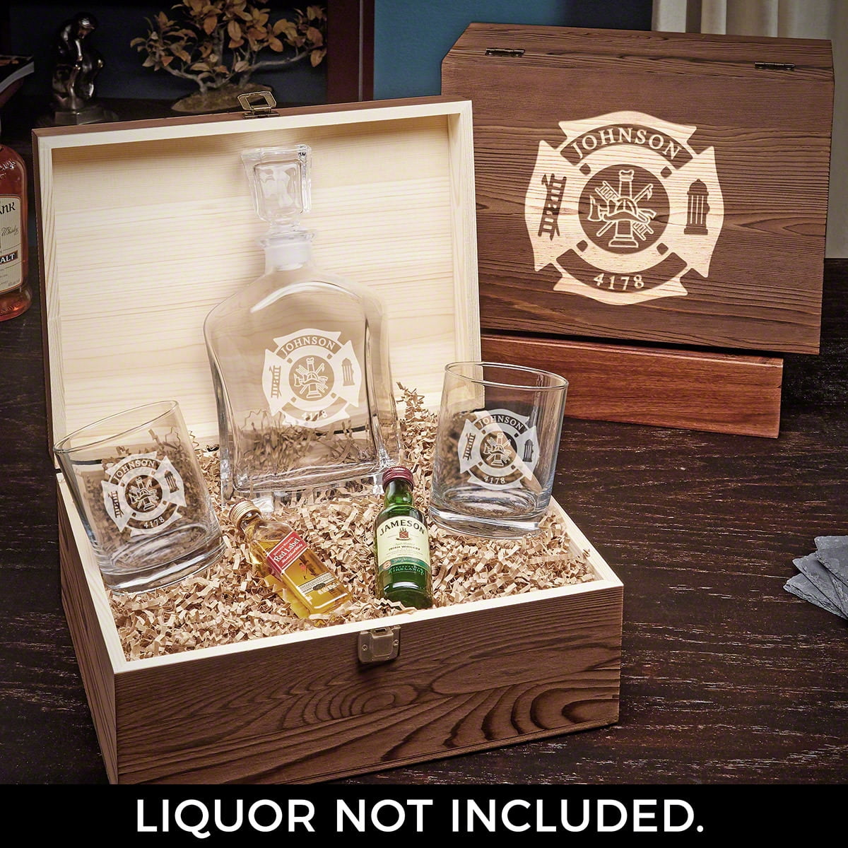 Fire and Rescue Personalized Argos Whiskey Decanter Set with Eastham Glasses
