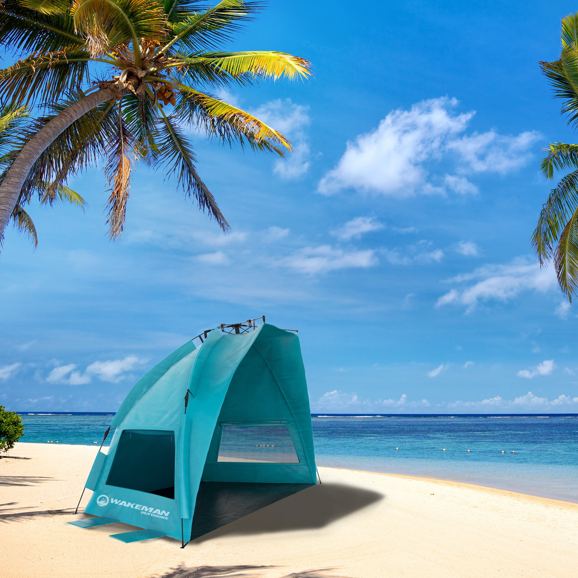 Pop Up Beach Tent- Instant Sun Shelter & Shade with UV Protection Water & Wind Resistant Easy Set Up & Carry Bag by Wakeman Outdoors (Turquoise)
