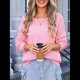 thumbnail image 5 of Suéteres de Mujer con Hombros Descubiertos, Larga, Hombros Caídos, Punto Gofre, Suéteres con Bolsillos Rosa S, 5 of 10
