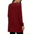 thumbnail image 5 of Erwazi Womens Solid Waffle Knit Cardigan Long Sleeve Thigh Length Lightweight Spring Summer Top with Pockets, 5 of 6