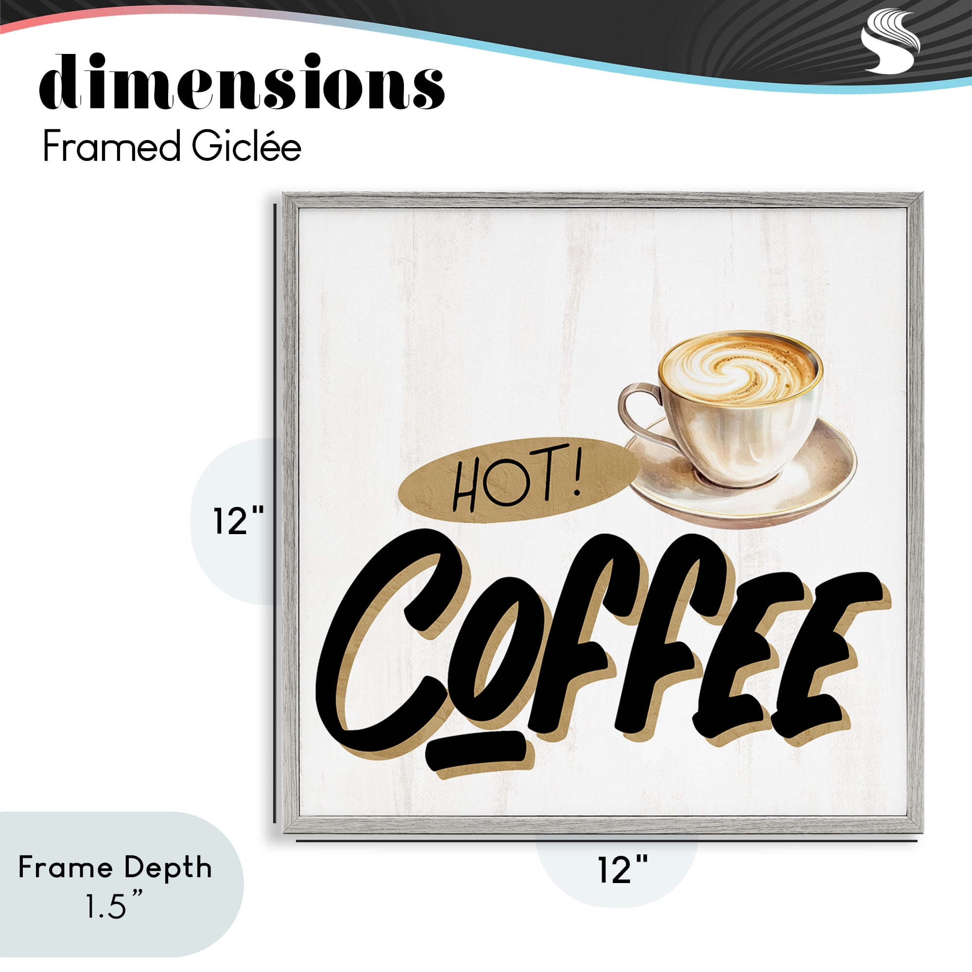 Stupell Industries Retro Fresh Hot Coffee Gray Framed Giclee Art, design by Kim Allen