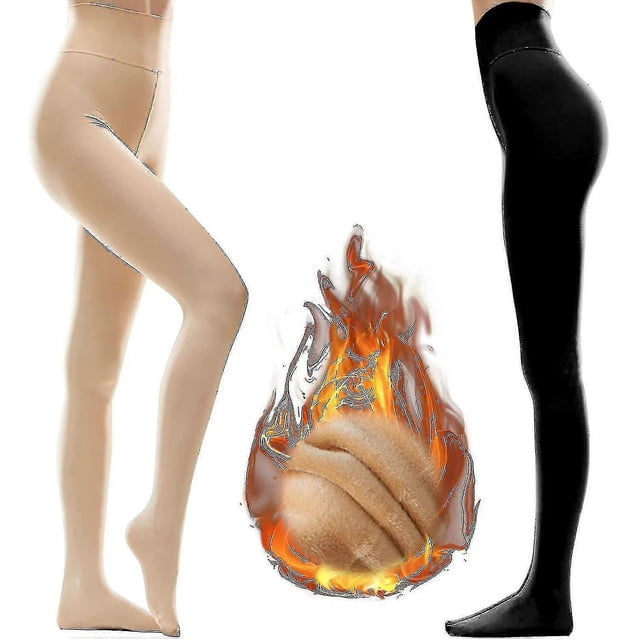 Winter Warm Opaque Fleece Lined Tights Women Footed High Waist Elastic Thick Thermal Tights