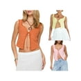 thumbnail image 3 of Suagox Women's Summer Tank Tops, Sleeveless Solid Color Tie-up Front Slim Fit Eyelet Crop Tops, 3 of 9