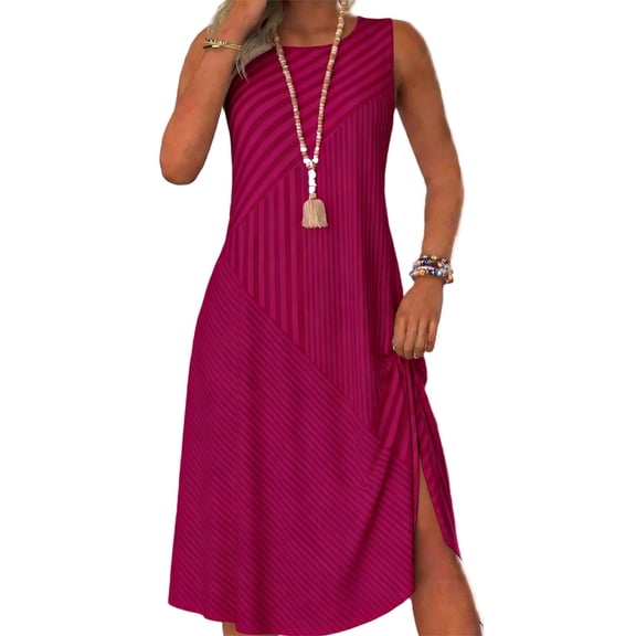 Kezqiaxn Sundresses for Women Fashion Striped Splicing Sleeveless Vacation Dress Trendy Summer Dresses Cute Clothes