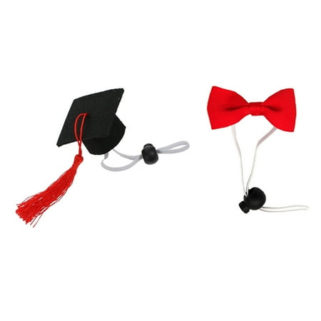 Niceauty Hamster Bow-tie Caps Set Pet Supplies Red Felt 2Pcs