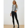 thumbnail image 3 of DARING DIVA Women's Plaid Waistcoat Notched Lapel Collar Vintage Vest S Black, 3 of 6