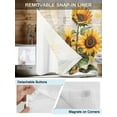 thumbnail image 3 of No Hook Shower Curtain with Snap in Liner Sunflower Shower Curtain -Fabric Waterproof Inner Liner, Vintage Flower Watercolor Retro Text Texture Shower Curtains Washable 72"x72", 3 of 9