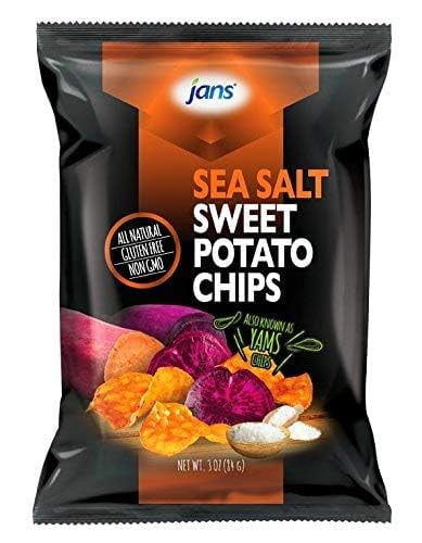 Jans Sea Salt Cassava Chips, Gluten Free, Non-GMO, Savory Sea Salt Cassava Yam Snack, Vegan Snack Alternative, Thin Sliced Root Chips, 3 Oz Per Bag (Pack of 12)