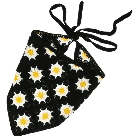 Unique Bargains 1 Pc Classic Cute Hollow Triangle Headwrap for Women Girls 21.06"x10.24" Black