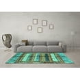 thumbnail image 3 of Ahgly Company Machine Washable Indoor Rectangle Abstract Turquoise Blue Modern Area Rugs, 8' x 10', 3 of 4