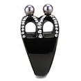 thumbnail image 3 of Black Womens Ring Anillo Para Mujer Stainless Steel Ring with Pearl in Gray, 3 of 5