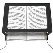 Aoleytech Handsfree reading magnifying glass with light, large 3x rectangular full screen magnifying glass, with 12 LED lights, 2 power modes, suitable for low vision and elderly people
