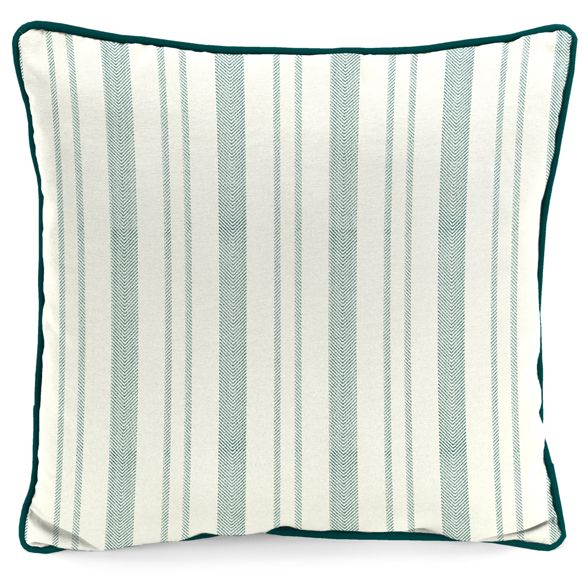 Mainstays Fall Leaves Gnome Reversible Outdoor Throw Pillow, 16", Cream Novelty and Teal Stripe