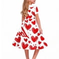 thumbnail image 4 of Afuyipoi Girls Heart Peinted Dress,V-Neck Elastic Waist Short Sleeve Festival Dresses White 9-10, 4 of 7