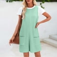 thumbnail image 3 of biudgviw Rompers for Women Summer Sleeveless Crew Neck Tank Top Ribbed Knit Casual Jumpsuits Loose Short Overalls with Pockets, 3 of 6