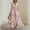 #0249-Pink, variant on Multi Tone Vintage Floral Print Deep V Neck Long Sleeve Pleated Maxi Dress For Women Elegant Belted Waist Flowy Chiffon Boho Wedding Guest Formal Dress Gift