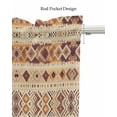 thumbnail image 5 of Southwest Brown Linen Curtain Valance for Bedroom/Bathroom/Kitchen/Office/Living/Dining Room Windows,Geometric Oriental Gradual Boho Tribal Pocket Topper Drapes Decorative Cafe Drapery Panel 42x18, 5 of 6