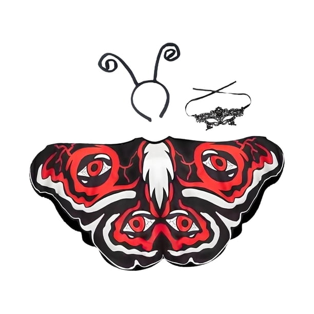 Disfraz de de polilla para Halloween, accesorios fotográficos para fiestas de disfraces, cumpleaños y festivales. Rojo Blanco Negro