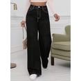 thumbnail image 2 of QERINTE Womens Plus Size Wide Leg Jeans Women Stretch Straight Leg Jean High Waist Baggy Casual Boyfriend Jeans, 2 of 5