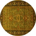 thumbnail image 1 of Ahgly Company Machine Washable Indoor Round Oriental Yellow Industrial Area Rugs, 6' Round, 1 of 4