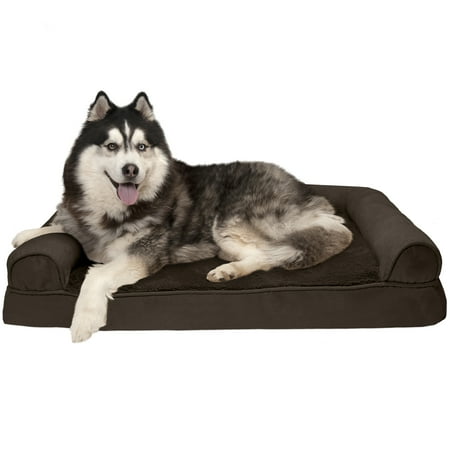 UPC: 0842229105834 | FurHaven Pet Products Plush & Suede Memory Top Sofa-Style Pet Bed for Dogs & Cats – Espresso Jumbo