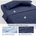 thumbnail image 3 of Striped Seersucker Cooling Comforter Twin Size, Lightweight Airflow Silky Cooling Bedding with Q-Max>0.45 for Bedroom, Home Decor, Hot Sleepers & Night Sweats, Navy Blue 68"x90", 3 of 6