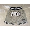 thumbnail image 1 of Nets Retro Embroidered Zipper Pocket Shorts Basketball Embroidered Shorts, 1 of 2