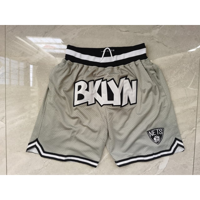 Nets Retro Embroidered Zipper Pocket Shorts Basketball Embroidered Shorts