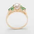 thumbnail image 2 of LBG British Made 9k Rose Gold Cultured Pearl & Emerald Womens Cluster Ring - 33 size options - Size 6.5, 2 of 6