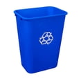 thumbnail image 2 of Rectangular Commercial Office Wastebasket, Easy to Clean, Lightweight, 10 Gallon, Blue, Recycle Logo, 2 of 5