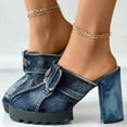 thumbnail image 5 of Mostsola Heels for Women Trendy Denim Closed Toe Dress Shoes Lug Sole Platform Slip on Shoes, 5 of 8