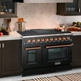 thumbnail image 5 of Akicon 48" Slide-in Freestanding Professional Style Gas Range with 6.7 cu. ft. Oven, 8 Burners, Convection Fan, Cast Iron Grates, & Blue Porcelain Oven Interior, Black with Copper, 5 of 7